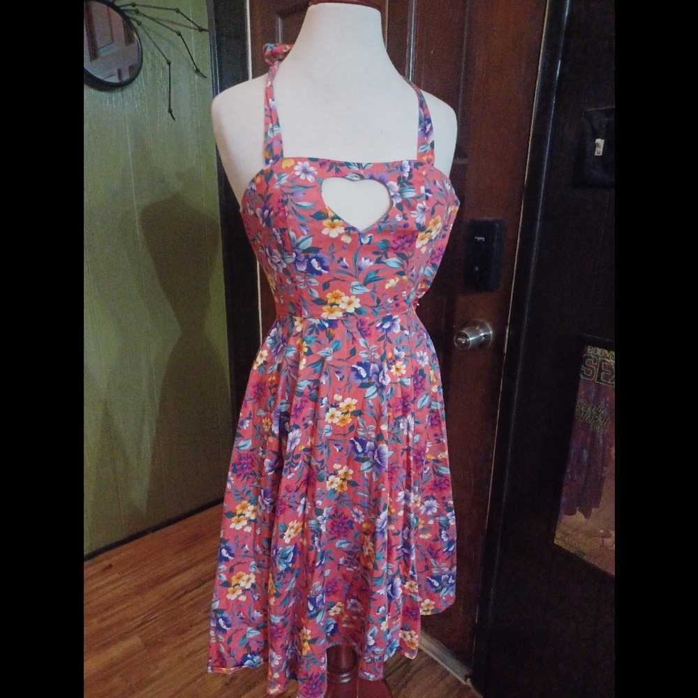 Retro Pinup Floral Halter Dress